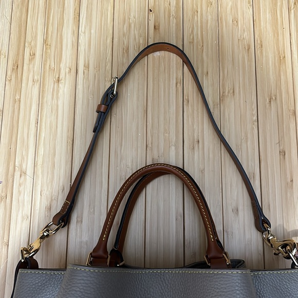 Dooney and Burke Barlow Bag. Taupe with brown trim. Very good condition. - Picture 14 of 16